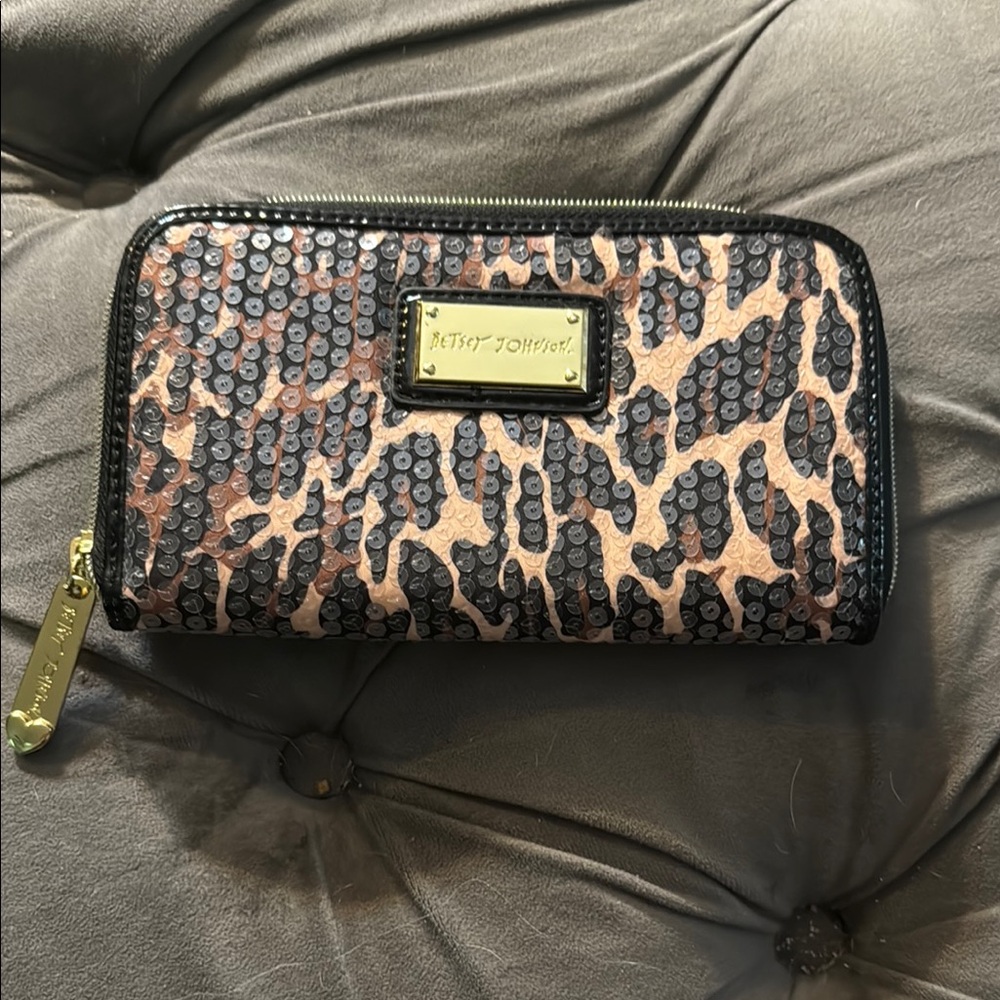 Betsey Johnson Leopard Print Bag with Glossy Finish